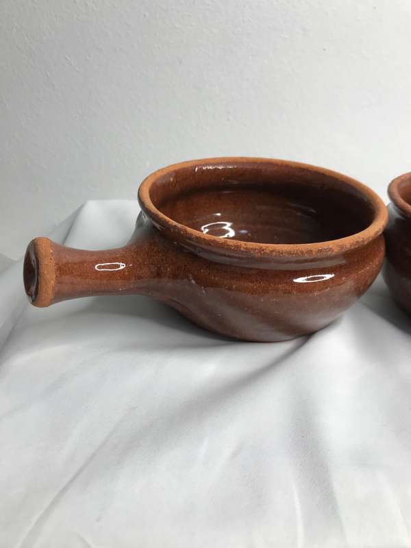 Saucepan Glazed Terra Cotta Soup Bowl Usable or Display