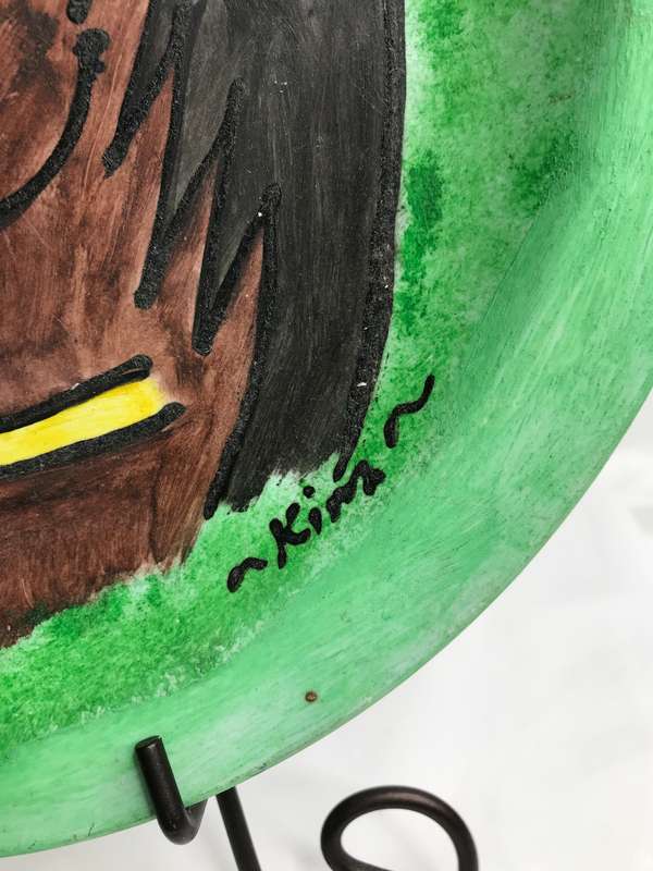 Art Plate Hand Panted Head of Horse signed by artist Kim Wall Hang Display art 27cm diameter