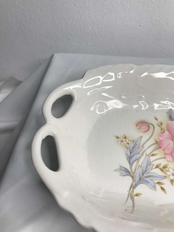 Serving Bowl Chelsea Fine Ceramic Rectangular Serving Dish pink floral Kakuzyu Japan