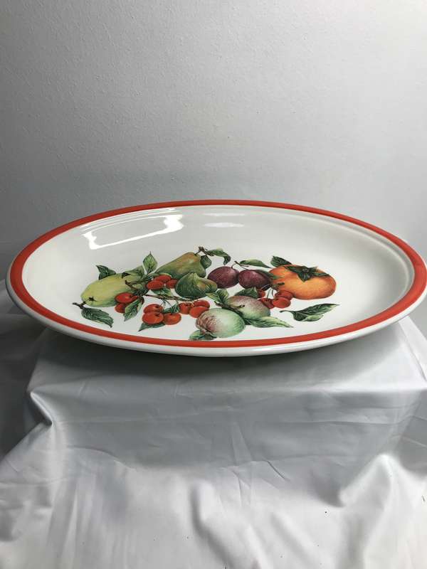 Serving Bowl Large Ceramic Fruit Painted inside ARM Made in Italy 46cm x 35cm