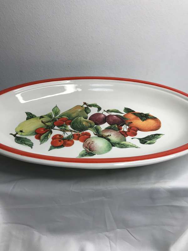 Serving Bowl Large Ceramic Fruit Painted inside ARM Made in Italy 46cm x 35cm