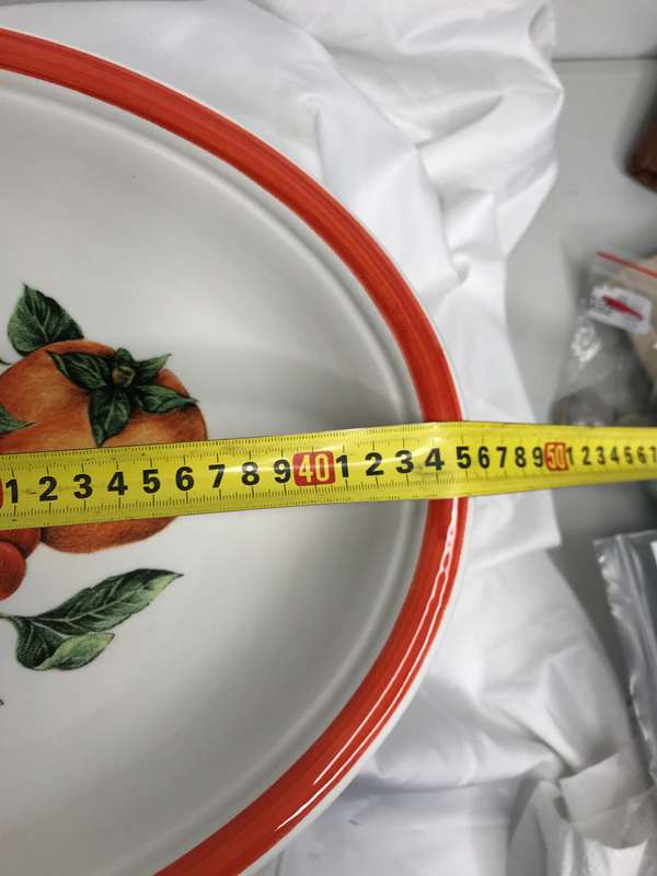 Serving Bowl Large Ceramic Fruit Painted inside ARM Made in Italy 46cm x 35cm