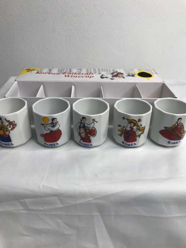 Shot Wine Cups Saki Korean Folkcraft Made in Korea Five