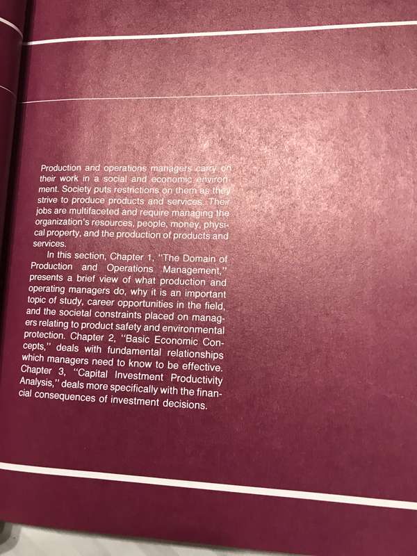 Production/Operations Management 9th edition 1985 Thomas E. Hendricks and Franklin Moore