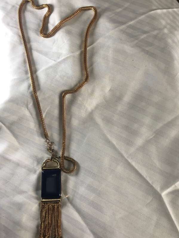 Necklace with tassel and blue resin stone pendant lovely gift for Christmas