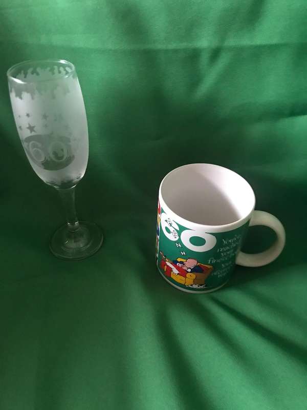 Happy 60th birthday  mug and glass