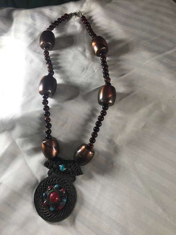 Chunky Pendant and beaded necklace