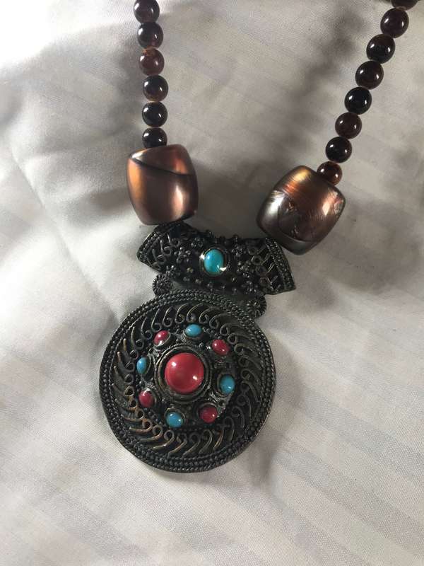 Chunky Pendant and beaded necklace