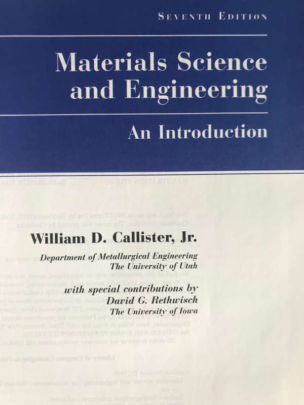 Materials Science and Engineering an Introduction William D. Callister, Jr hardcover