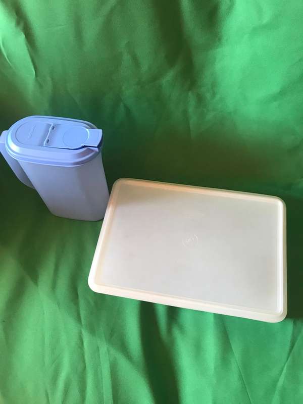 Tupperware slimline pitcher blue and Rectangle container