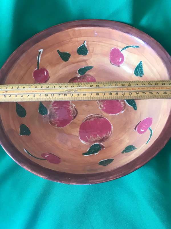 Hand painted apples  and cherries  Salad Bowl