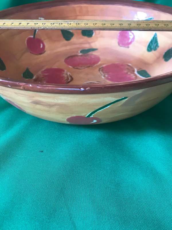 Hand painted apples  and cherries  Salad Bowl