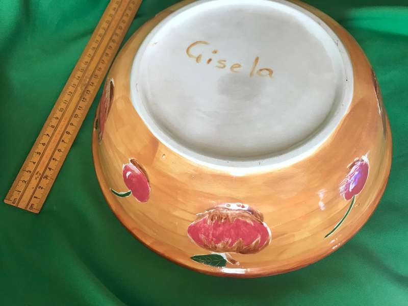 Hand painted apples  and cherries  Salad Bowl