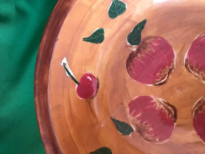 Hand painted apples  and cherries  Salad Bowl