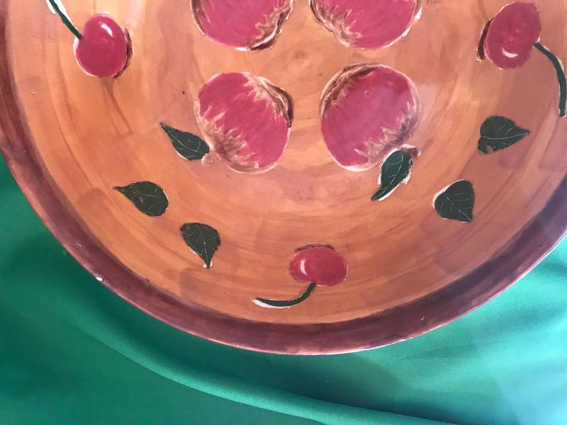 Hand painted apples  and cherries  Salad Bowl