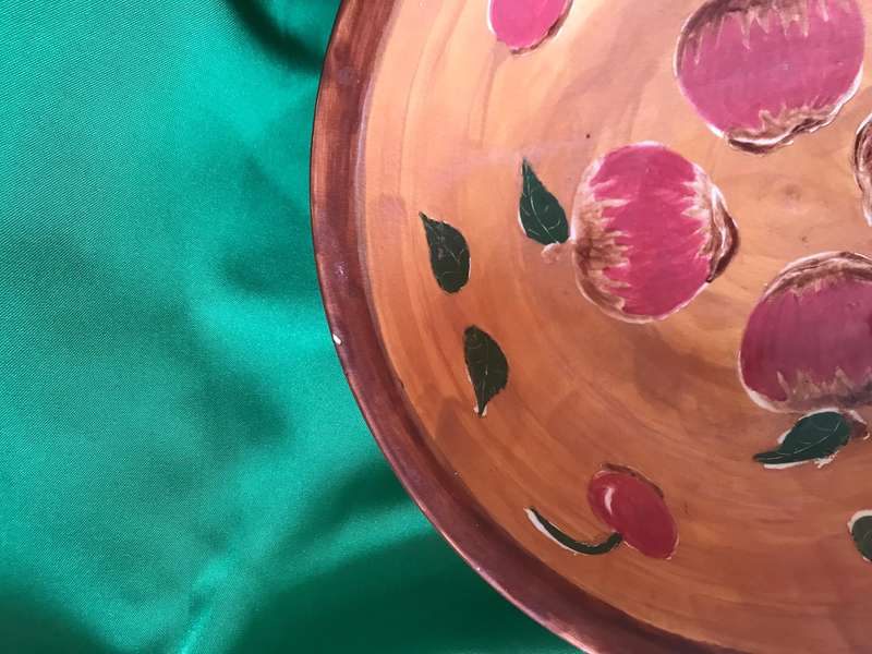 Hand painted apples  and cherries  Salad Bowl