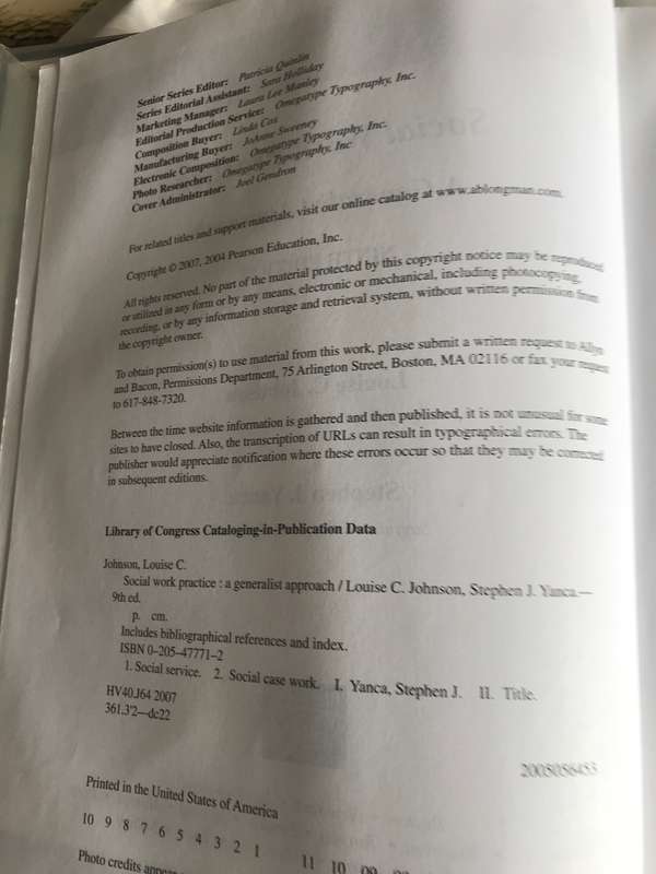 Social Work Practice A Generalist Approach 9th edition Louis C. Johnson Stephen J.Yanca