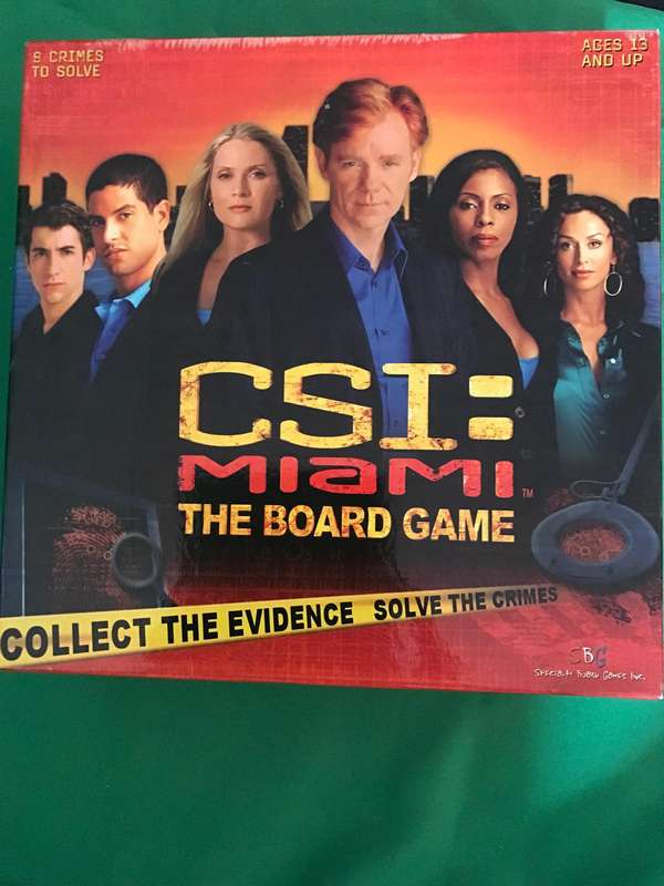 CSI Miami Crime Scene Investigation Board Game 8 Crimes To Solve cards SEALED and 3rd series DVD