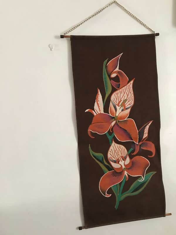 Fabric painted wall art 85cm height and 40cm wide