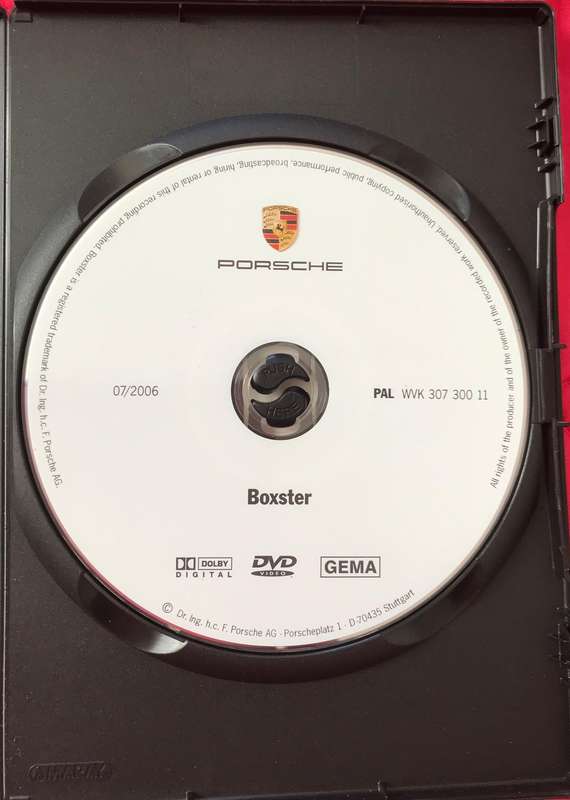 Porsche Boxster DVD D-70435 Stuttgart Rare Collectible