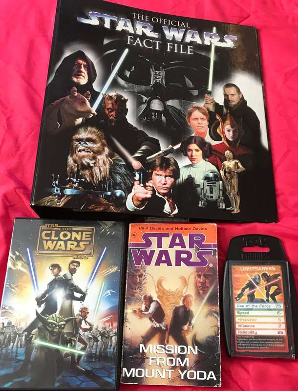 Star Wars Fact File 1,2&3 + Book Mission from Mount Yoda 1993 + Top Trumps 29 Cards + Clone Wars DVD