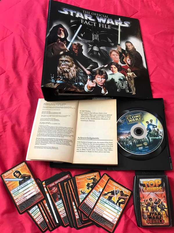 Star Wars Fact File 1,2&3 + Book Mission from Mount Yoda 1993 + Top Trumps 29 Cards + Clone Wars DVD