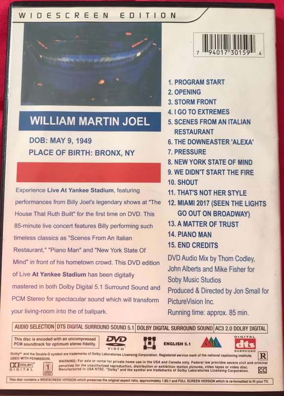 Music DVD Combo Paul Simin Graceland African Concert + Billy Joel Live at Yankee Stadium