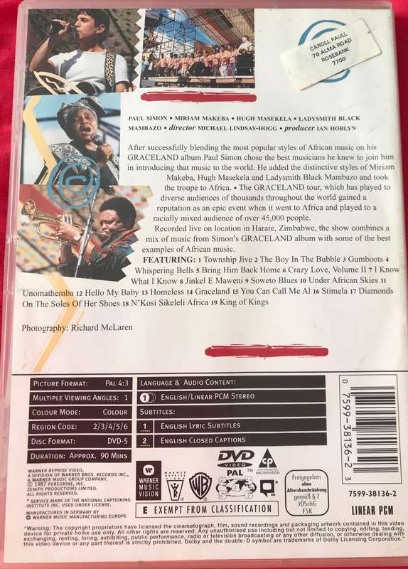 Music DVD Combo Paul Simin Graceland African Concert + Billy Joel Live at Yankee Stadium