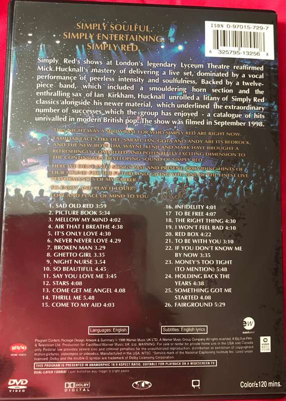 Music DVDs Bee Gees one night only + Simply Red Live in London