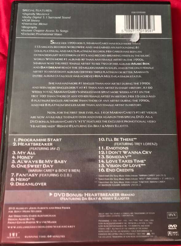 Music DVD Combo Mariah #1s + Awesome 80s Collection over 3 hours