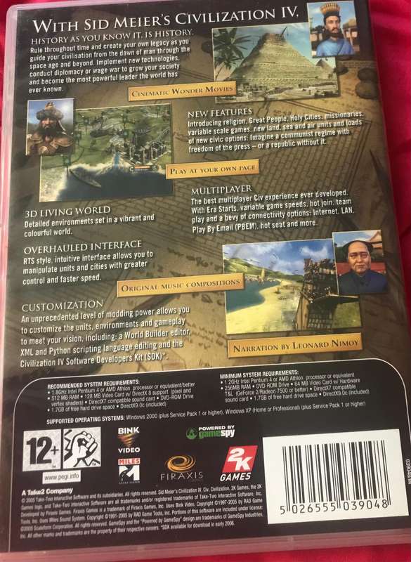 PC DVD Sid Meiers Civilization 4 + Unreal Tournament 3