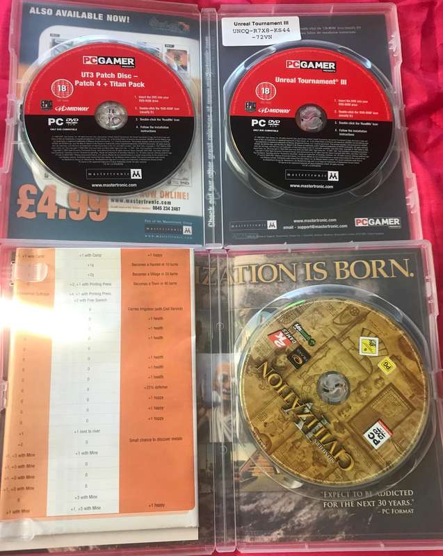 PC DVD Sid Meiers Civilization 4 + Unreal Tournament 3