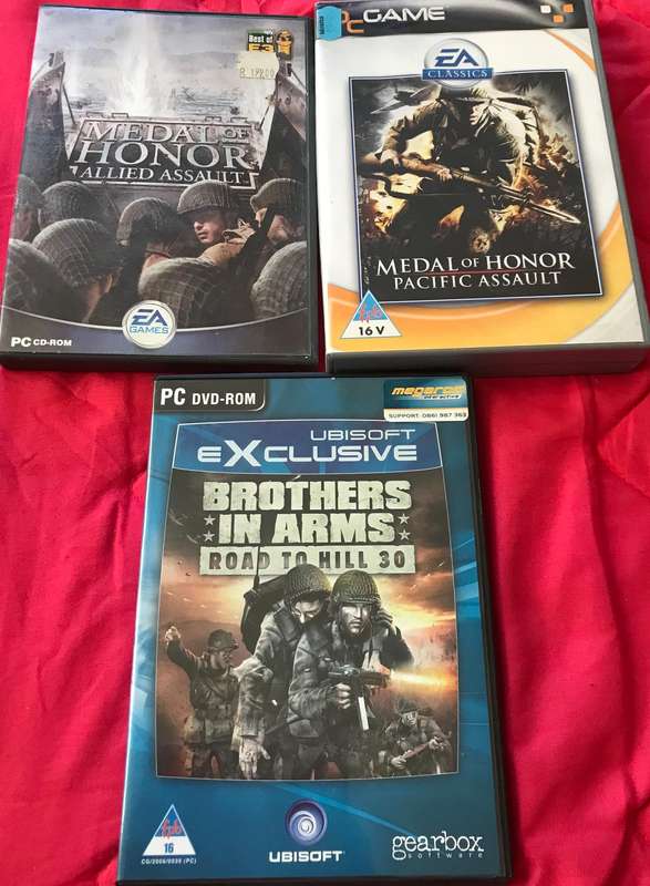 PC Games Medal of honor Pacific Assault + Allied Assault + Brothers in Arms Road to Hill 30
