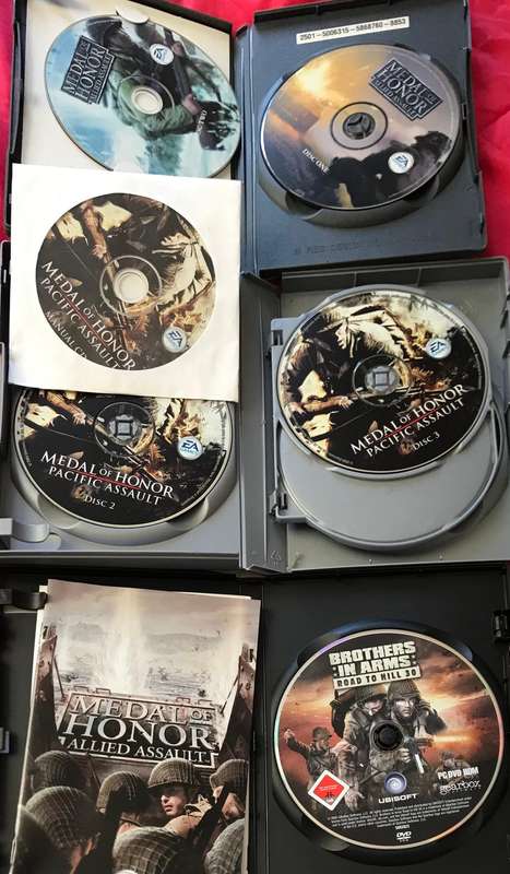 PC Games Medal of honor Pacific Assault + Allied Assault + Brothers in Arms Road to Hill 30
