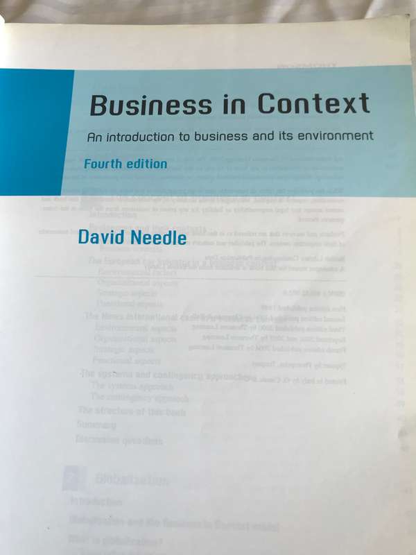 Business in Context 4th edition an Introduction to business and its environment David Needle