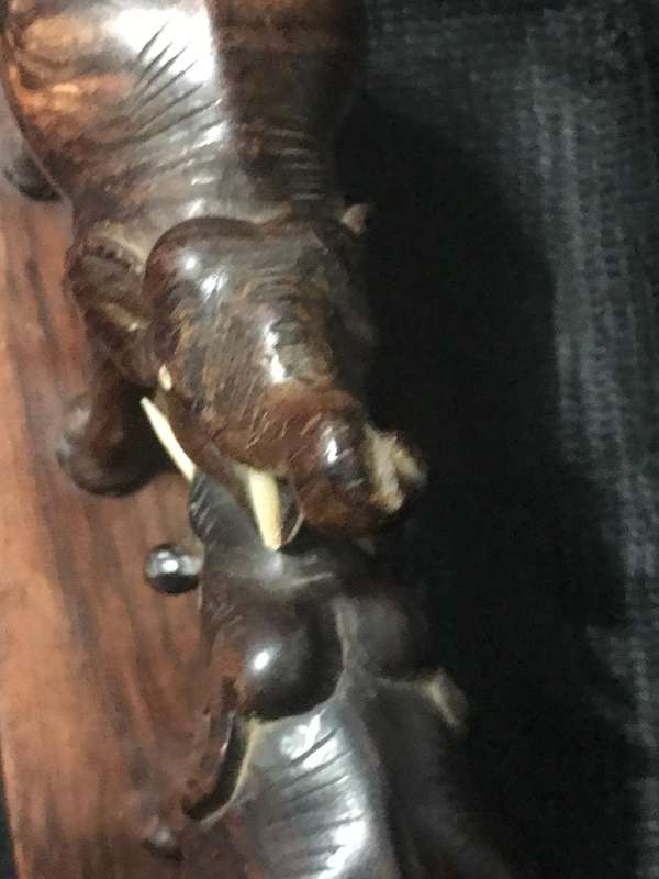Hand carved wooden Elephants playful collectable