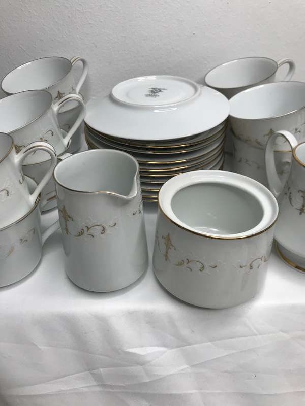 Noritake 6520 Tea set 12 cups and 12 sauces with milk and sugar jar