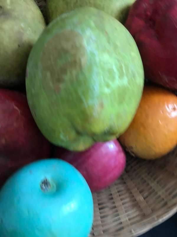 Artificial large Apples   x 7 and orange  inside basket