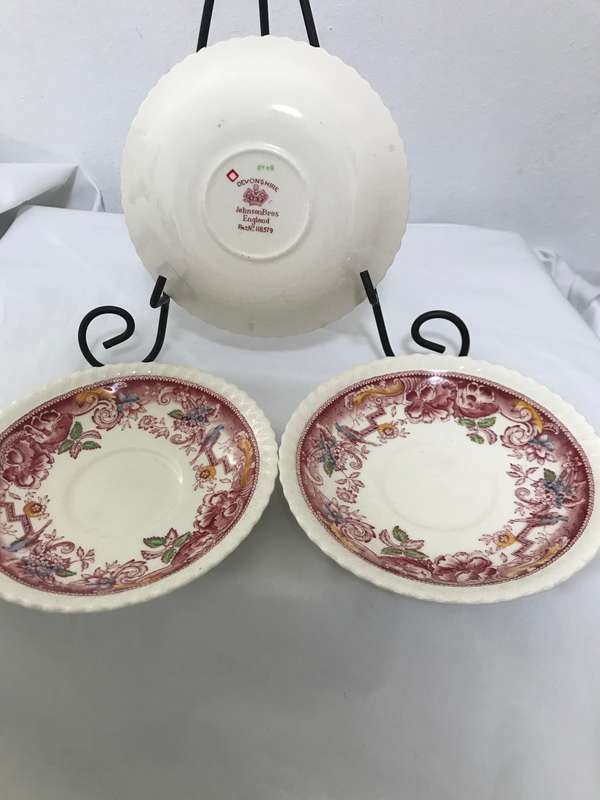 Johnson Brothers China England DEVONSHIRE Brown - TEA CUP SAUCER Pat nr 118579