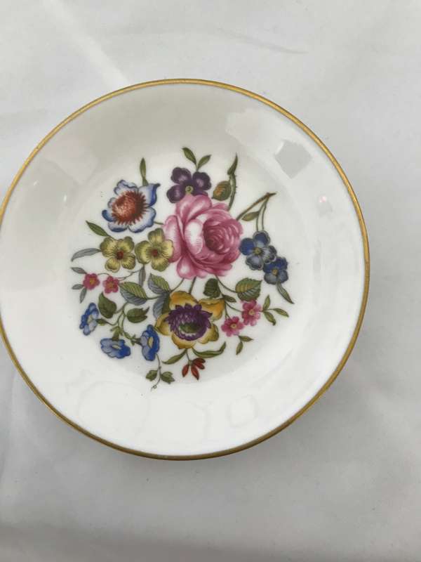 Vtg Pin Ring Dish Royal Worcester Fine Bone China Floral Trinket England 1951