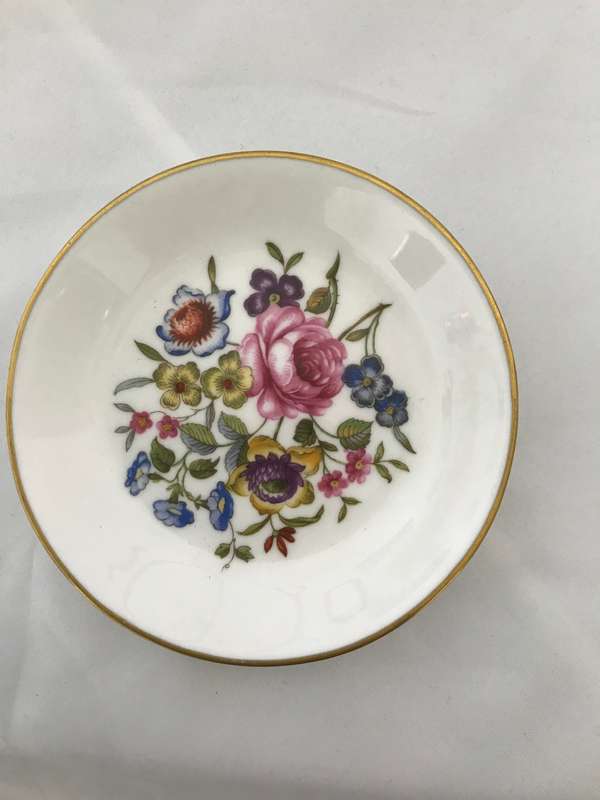 Vtg Pin Ring Dish Royal Worcester Fine Bone China Floral Trinket England 1951