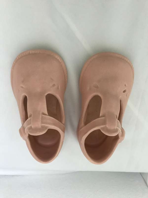 Miniature Pair of Pink Bisque Shoes Doll House Collectibles