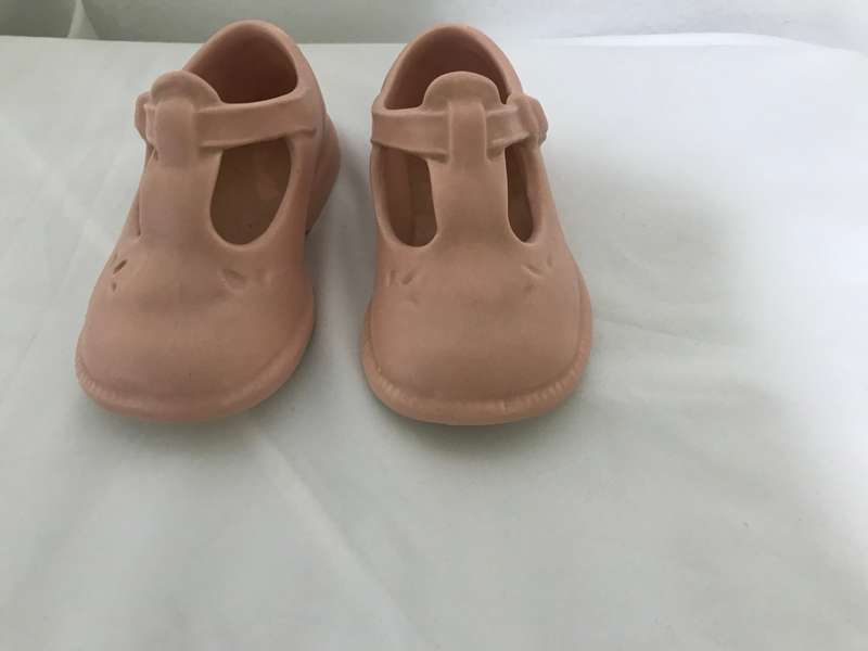 Miniature Pair of Pink Bisque Shoes Doll House Collectibles