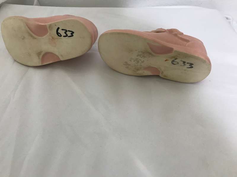 Miniature Pair of Pink Bisque Shoes Doll House Collectibles