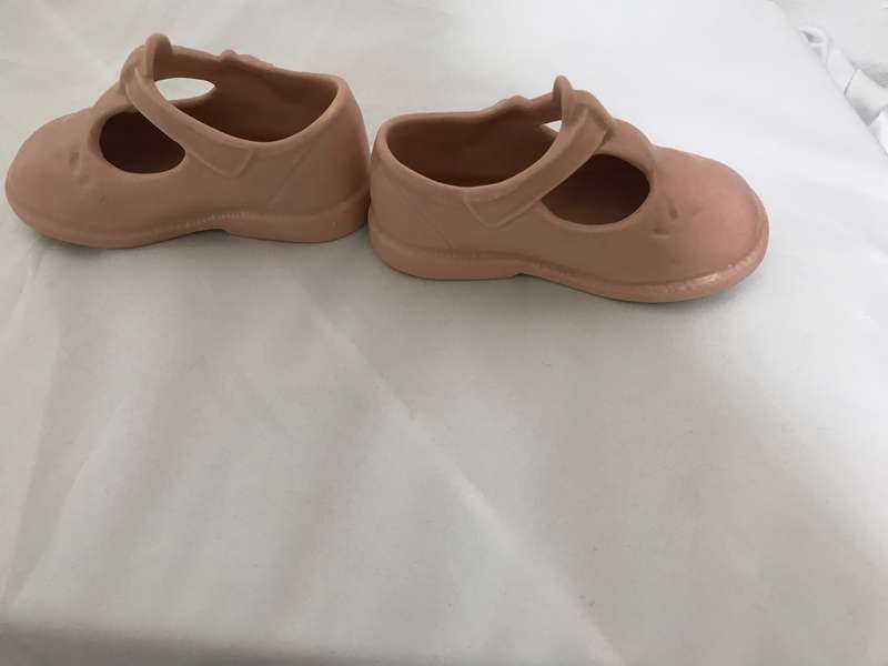 Miniature Pair of Pink Bisque Shoes Doll House Collectibles