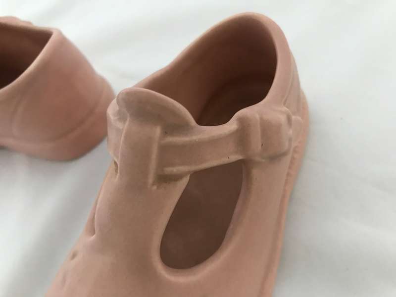 Miniature Pair of Pink Bisque Shoes Doll House Collectibles
