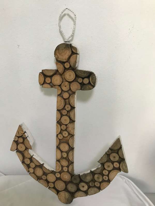 Wall Mounted Handcrafted Premium Sliced Wooden Log Anchor