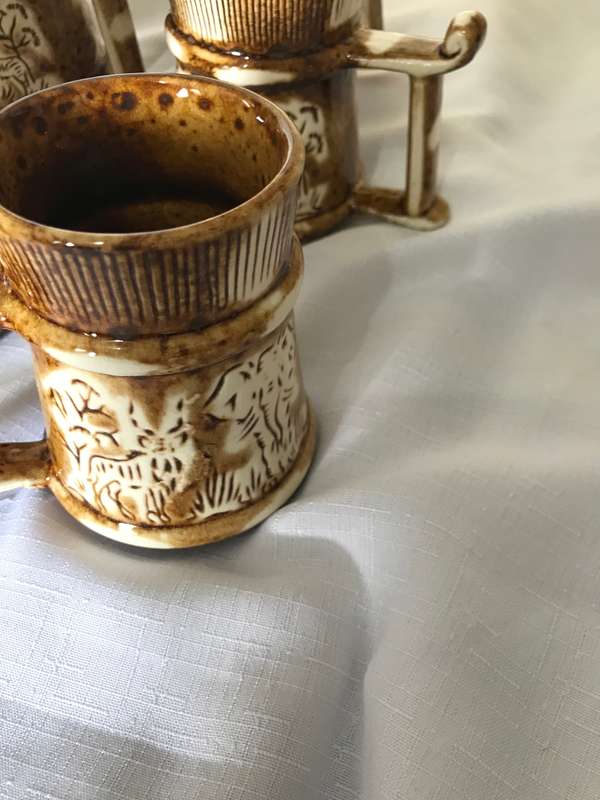 CRESCENT WARE CERAMIC 8 PIECE SET 964 AFRICAN SAFARI PRINT