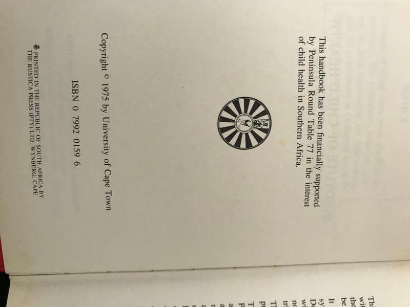 Paediatric Handbook Institute of Child Health University of Cape Town 1975
