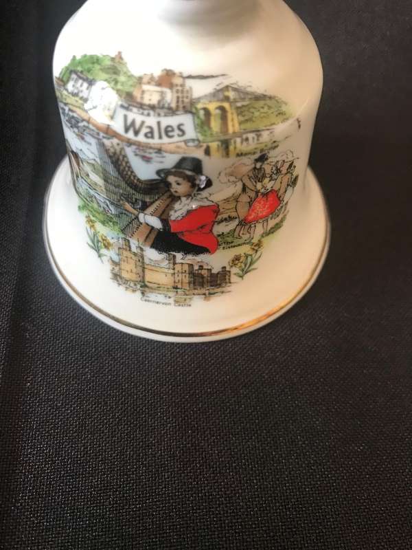 Souvenir of Wales Porcelain Bell, Bone China Decorative Bell